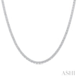 1.00 Ctw Double Row Round Cut Diamond Necklace in 14K White Gold