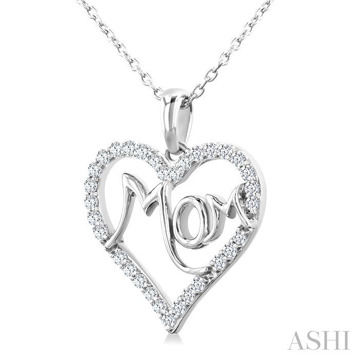 Mom Heart Shape Diamond Fashion Pendant