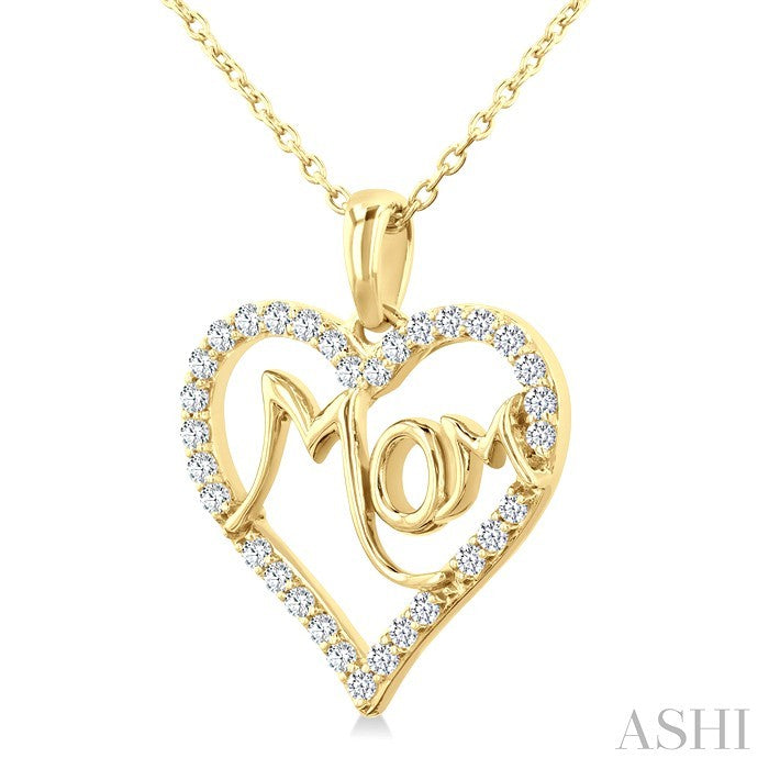 Mom Heart Shape Diamond Fashion Pendant