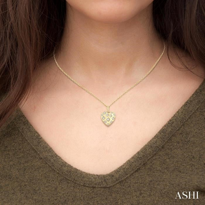Puffed Heart Shape Diamond Pendant