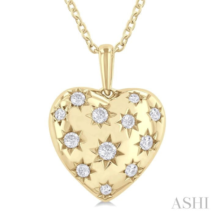 Puffed Heart Shape Diamond Pendant