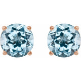 14K Rose 6 mm Natural Sky Blue Topaz Stud Earrings