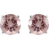 Sterling Silver 6 mm Natural Pink Morganite Earrings