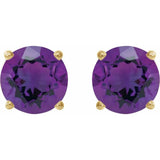 14K Yellow 7 mm Natural Amethyst Stud Earrings