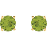 14K Yellow 7 mm Natural Peridot Stud Earrings