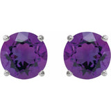 Platinum 7 mm Natural Amethyst Stud Earrings