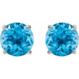 Sterling Silver 8 mm Natural Swiss Blue Topaz Stud Earrings