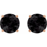 14K Rose 7 mm Natural Black Onyx Stud Earrings