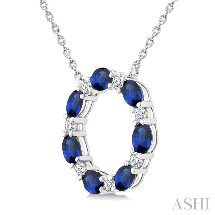 Circle Gemstone & Diamond Pendant