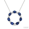 Circle Gemstone & Diamond Pendant