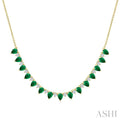 Pear Shape Gemstone & Diamond Tennis Necklace