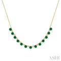 Round Shape Gemstone & Diamond Tennis Necklace