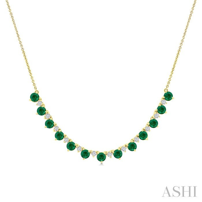 Round Shape Gemstone & Diamond Tennis Necklace