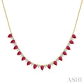 Pear Shape Gemstone & Diamond Tennis Necklace
