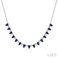 Pear Shape Gemstone & Diamond Tennis Necklace