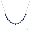 Round Shape Gemstone & Diamond Tennis Necklace