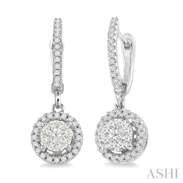 Round Shape Halo Lovebright Diamond Earrings