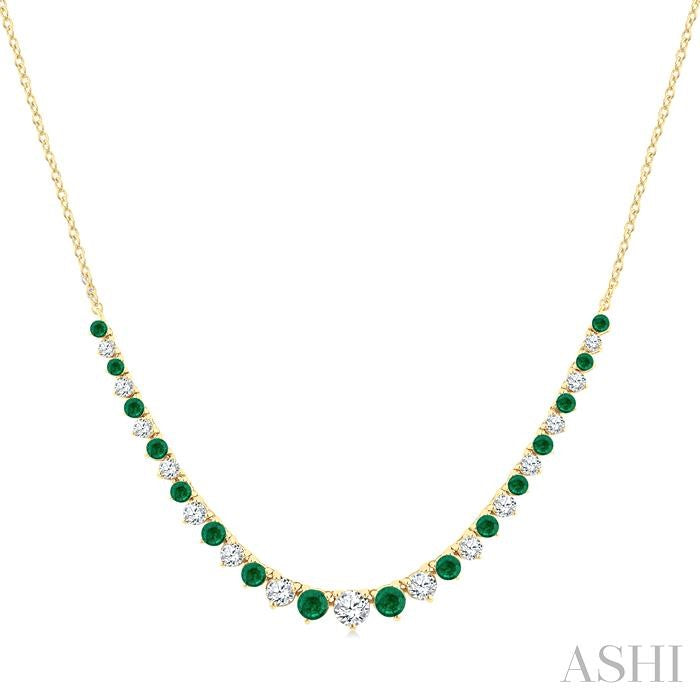 Round Shape Gemstone & Diamond Riviera Necklace