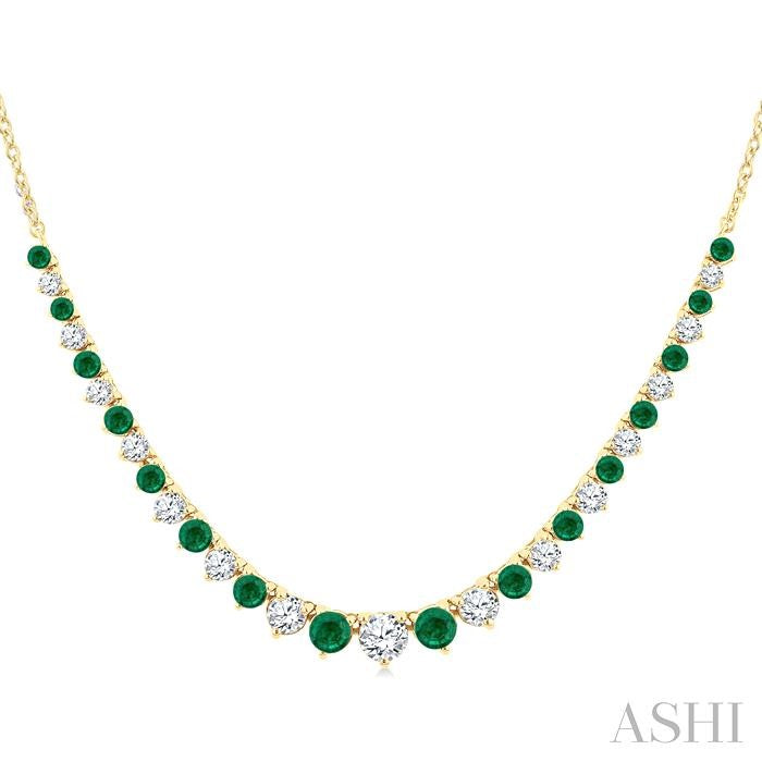 Round Shape Gemstone & Diamond Riviera Necklace