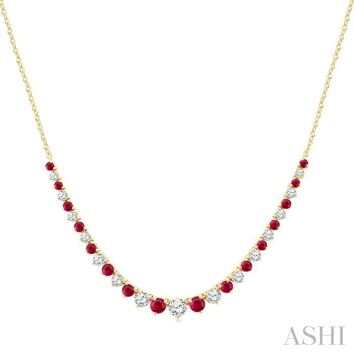 Round Shape Gemstone & Diamond Riviera Necklace