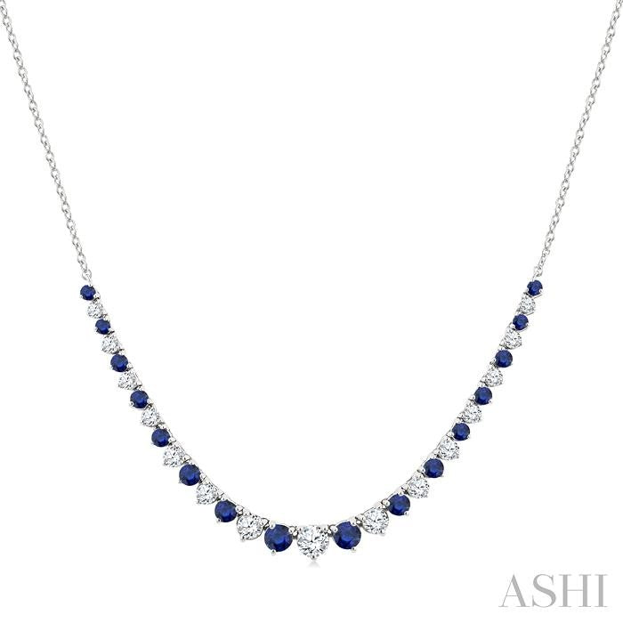 Round Shape Gemstone & Diamond Riviera Necklace