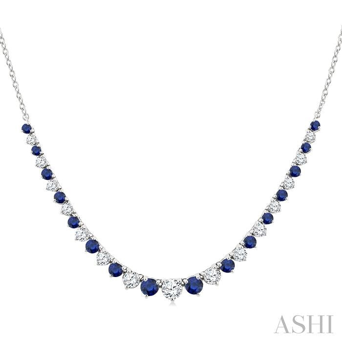 Round Shape Gemstone & Diamond Riviera Necklace