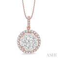Round Shape Halo Lovebright Essential Diamond Pendant