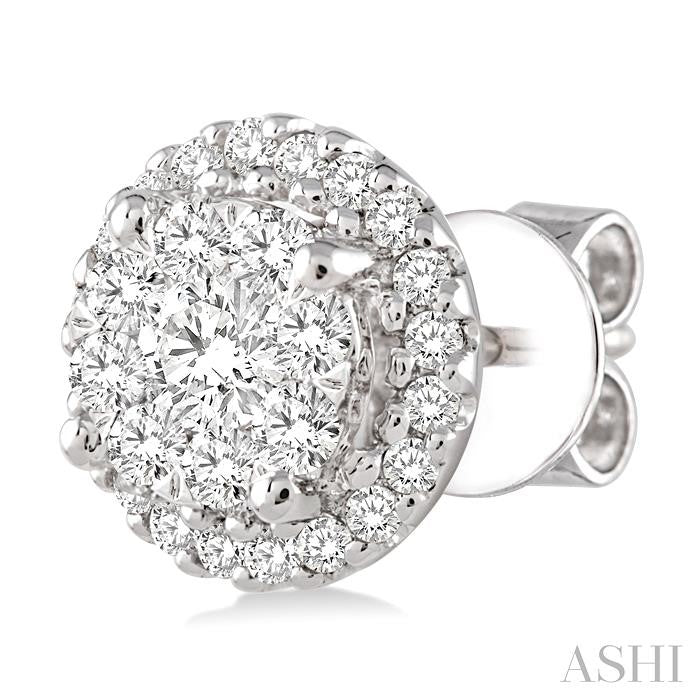 Round Shape Halo Lovebright Essential Diamond Earrings