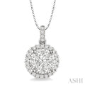 Round Shape Halo Lovebright Essential Diamond Pendant