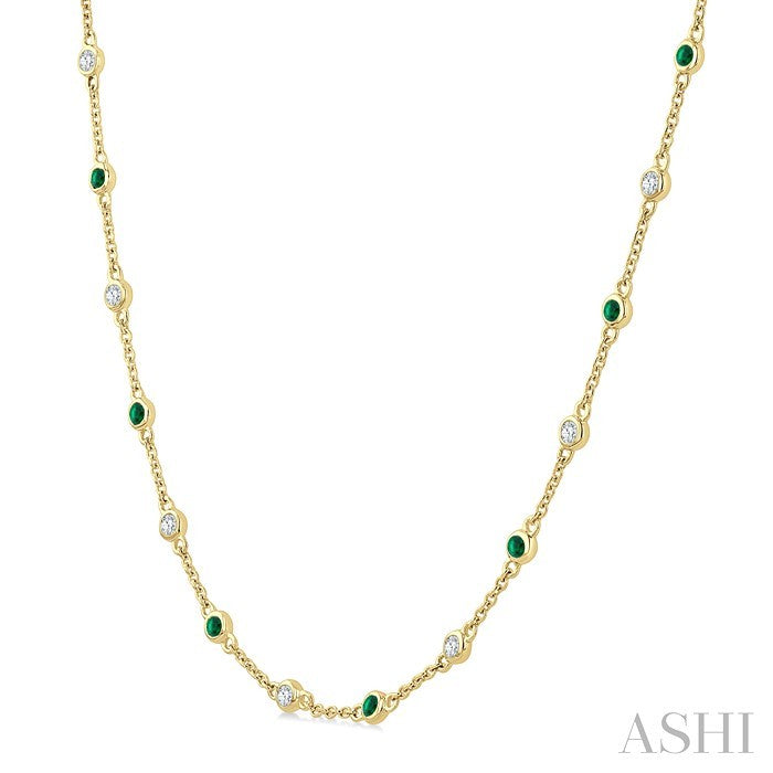 Gemstone & Diamond Station Necklace