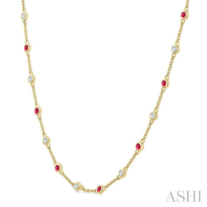 Gemstone & Diamond Station Necklace