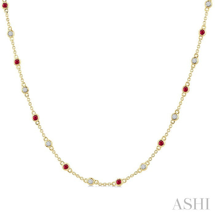 Gemstone & Diamond Station Necklace