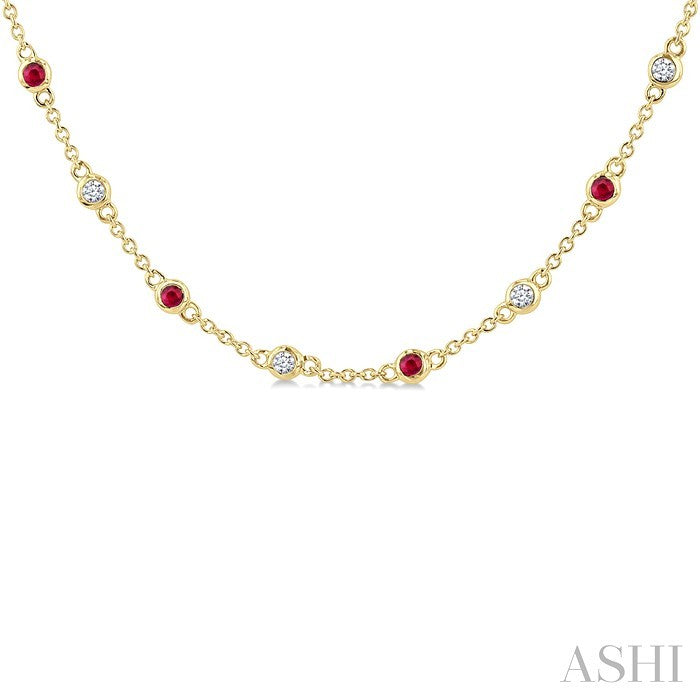 Gemstone & Diamond Station Necklace