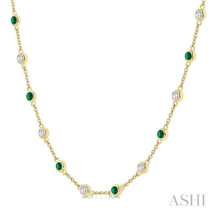Gemstone & Diamond Station Necklace