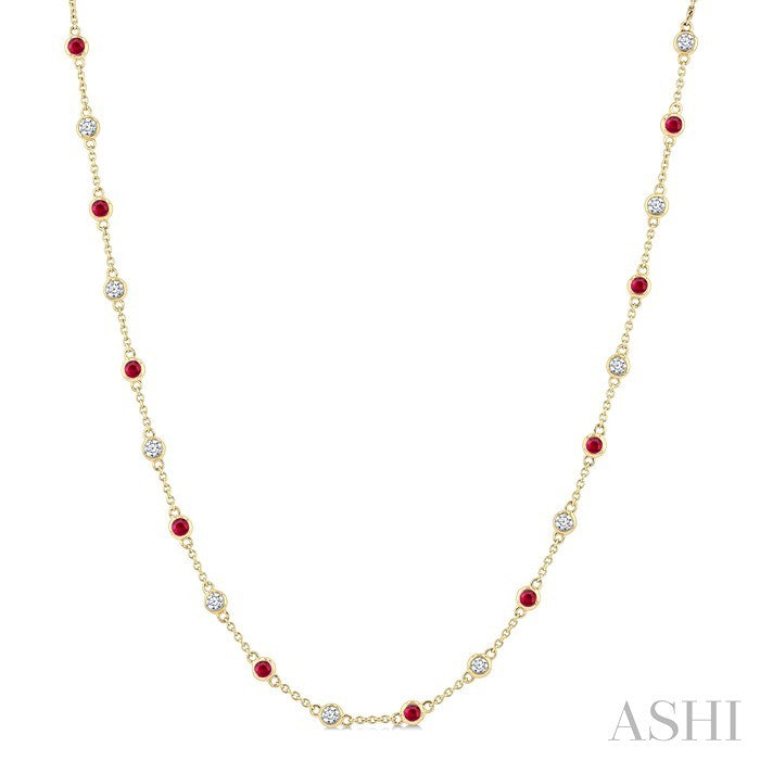 Gemstone & Diamond Station Necklace