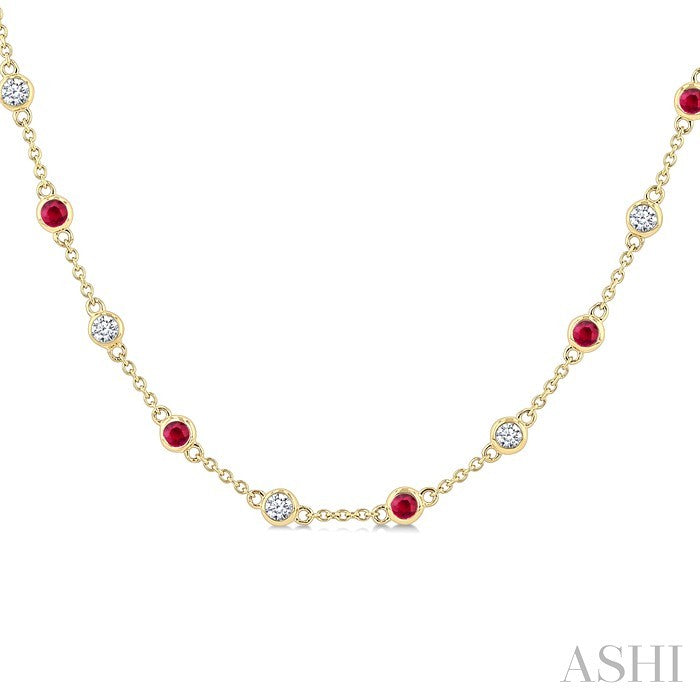 Gemstone & Diamond Station Necklace