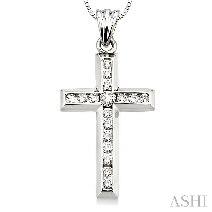 Channel Set Cross Diamond Fashion Pendant