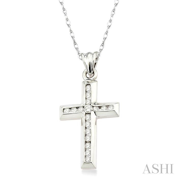 Channel Set Cross Diamond Fashion Pendant
