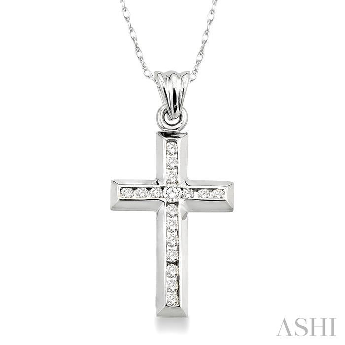 Channel Set Cross Diamond Fashion Pendant