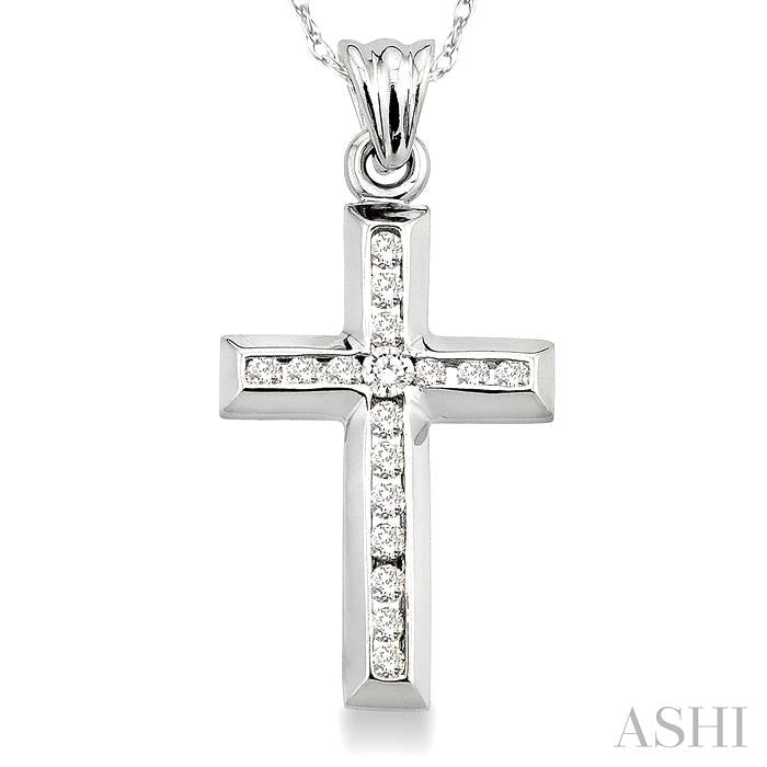 Channel Set Cross Diamond Fashion Pendant