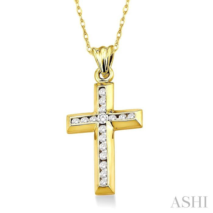 Channel Set Cross Diamond Fashion Pendant