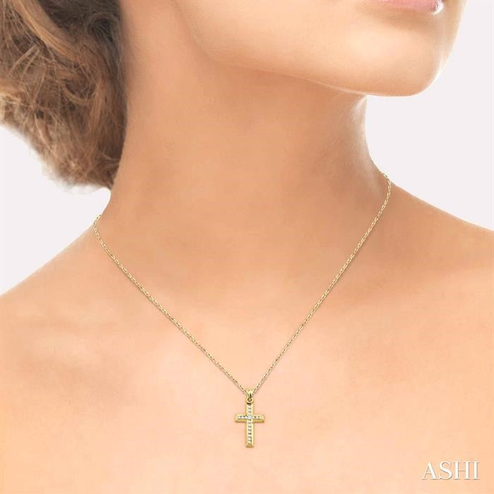 Channel Set Cross Diamond Fashion Pendant