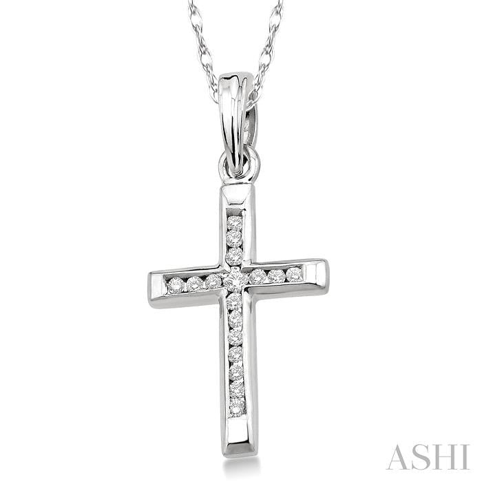 Channel Set Cross Diamond Fashion Pendant