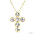 6 Stone Bezel Cross Diamond Fashion Pendant