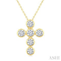 6 Stone Bezel Cross Diamond Fashion Pendant