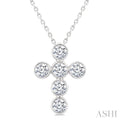 6 Stone Bezel Cross Diamond Fashion Pendant