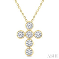 6 Stone Bezel Cross Diamond Fashion Pendant