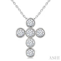 6 Stone Bezel Cross Diamond Fashion Pendant