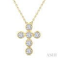 6 Stone Bezel Cross Diamond Fashion Pendant
