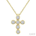 6 Stone Bezel Cross Diamond Fashion Pendant